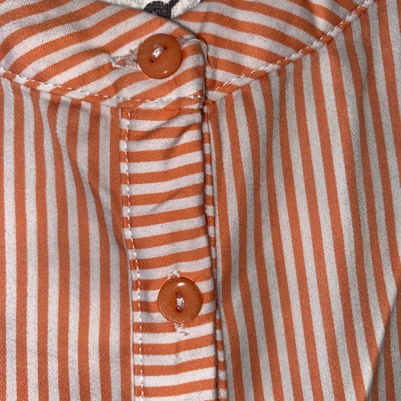 Linea by Louis Dell'Olio Size 2 White and Orange Bell Sleeve Striped Blouse - Picture 11 of 14